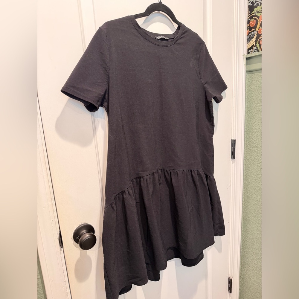 Zara Black Short-Sleeve Dress Size Small - Picture 4 of 6